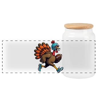 Thanksgiving Football Truthahn - Panorama Keksdose mit Holzdeckel - Weiß - Vorne