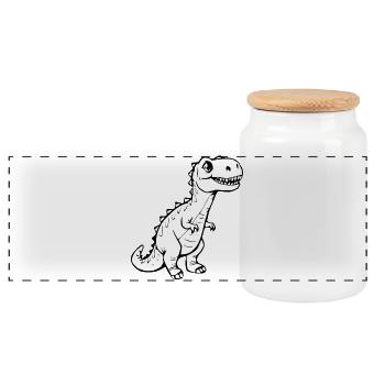 niedlicher Dinosaurier - Panorama Keksdose mit Holzdeckel - Weiß - Vorne