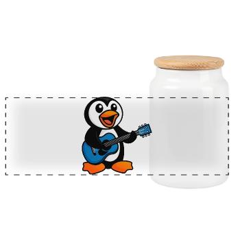 Süßer Pinguin Gitarre Gitarrist Musik Singer Chibi - Panorama Keksdose mit Holzdeckel - Weiß - Vorne