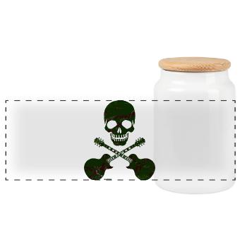 Skull & crossed Guitars - Panorama Keksdose mit Holzdeckel - Weiß - Vorne