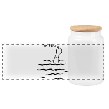 I’m fine humour  - Boîte à biscuits avec couvercle en bois - blanc - Devant