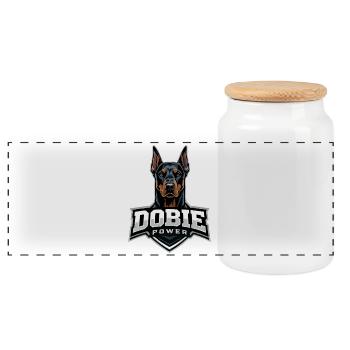Dobie Power Doberman Motif - Boîte à biscuits avec couvercle en bois - blanc - Devant