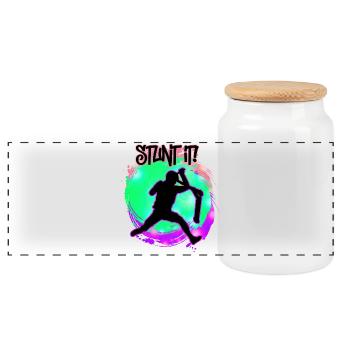 Scooter - Stunt it - Panoramic Cookie Jar with Wooden Lid - white - Front