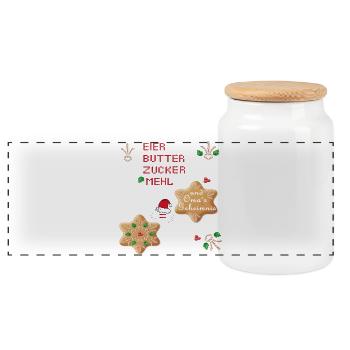 Biscuits de Noël - Boîte à biscuits avec couvercle en bois - blanc - Devant