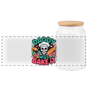 Daddy Will Bake It Skelettkoch - Panorama Keksdose mit Holzdeckel - Weiß - Vorne