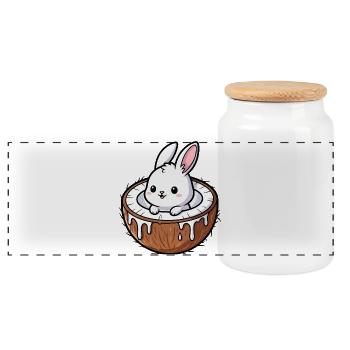 Süßes Hase Kaninchen Cartoon Palme Kokosnuss - Boîte à biscuits avec couvercle en bois - blanc - Devant