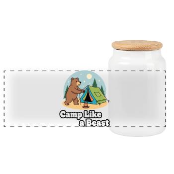 Camp Like a Beast - Panoramic Cookie Jar with Wooden Lid - white - Front