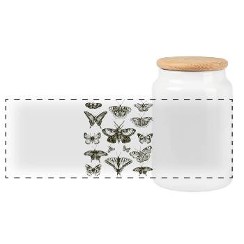 Papillons dessinés à la main vintage - Boîte à biscuits avec couvercle en bois - blanc - Devant