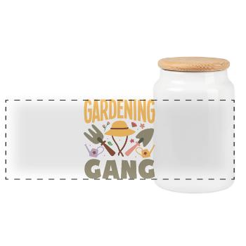 Garden & Plant Lovers Gifts - Panoramic Cookie Jar with Wooden Lid - white - Front