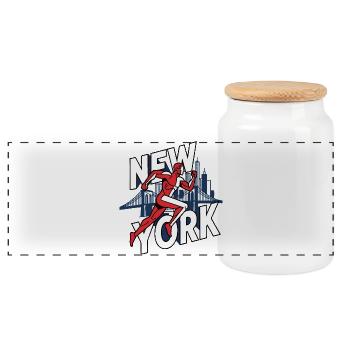 Silhouette du coureur de New York - Boîte à biscuits avec couvercle en bois - blanc - Devant
