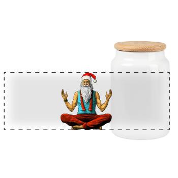 Méditation Yogi de Noël - Boîte à biscuits avec couvercle en bois - blanc - Devant