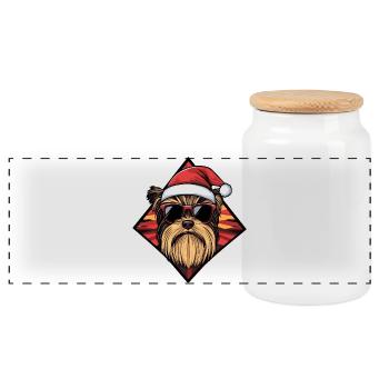 Un grand danois avec des lunettes de soleil - Boîte à biscuits avec couvercle en bois - blanc - Devant