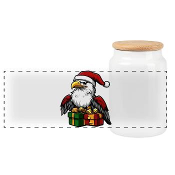 Adler Weihnachten Geschenke - Panorama Keksdose mit Holzdeckel - Weiß - Vorne