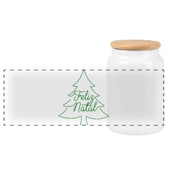 Feliz Natal Christmas Tree Christmas Design - Panoramic Cookie Jar with Wooden Lid - white - Front