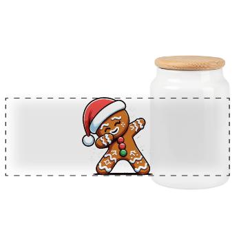 Dabbing Weihnachts Lebkuchen Dab Weihnachten - Panorama Keksdose mit Holzdeckel - Weiß - Vorne