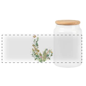 Enchanting forest edge scene with delicate details - Panoramic Cookie Jar with Wooden Lid - white - Front