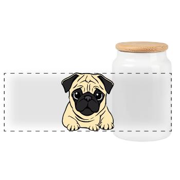 Mops Hunde T-shirt Geschenk Weihnachten - Panorama Keksdose mit Holzdeckel - Weiß - Vorne