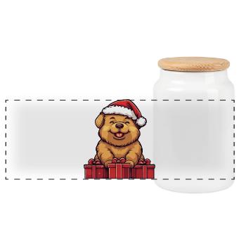 Chow Chow Hund Weihnachten Geschenke - Panorama Keksdose mit Holzdeckel - Weiß - Vorne