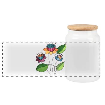 Fleur - Boîte à biscuits avec couvercle en bois - blanc - Devant