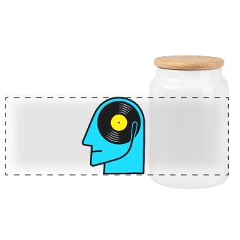 Tête de l’album vinyle Pop Art - Boîte à biscuits avec couvercle en bois - blanc - Devant