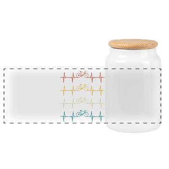 Retro Bike T-shirt Cycling Gift for Cyclist - Panoramic Cookie Jar with Wooden Lid - white - Front