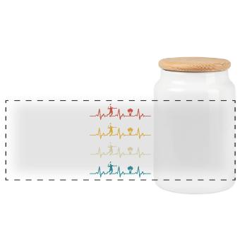 Badminton Heartbeat Retro Badminton - Panoramic Cookie Jar with Wooden Lid - white - Front