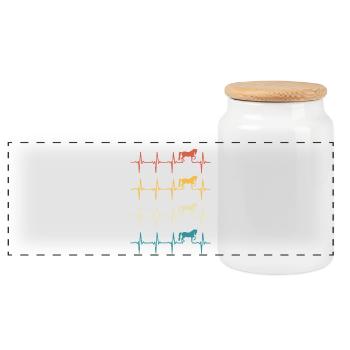 Retro Horse Heartbeat Horse - Panoramic Cookie Jar with Wooden Lid - white - Front