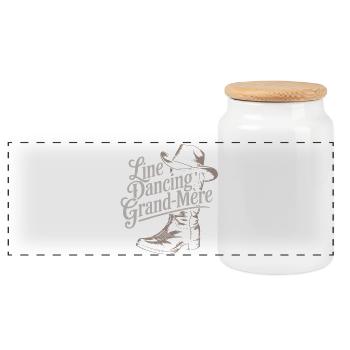 Line Dancing Grandma - Panoramic Cookie Jar with Wooden Lid - white - Front