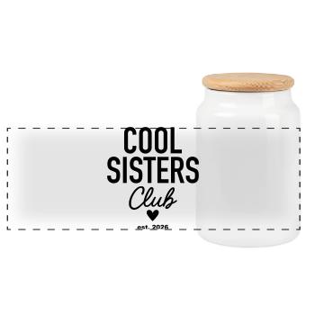 Cool Sisters Club, fondé en 2026 - Boîte à biscuits avec couvercle en bois - blanc - Devant