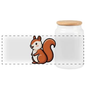 Playful Squirrel Charm - Panoramic Cookie Jar with Wooden Lid - white - Front