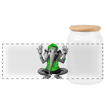 Elefant Yoga - Panorama Keksdose mit Holzdeckel - Weiß - Vorne
