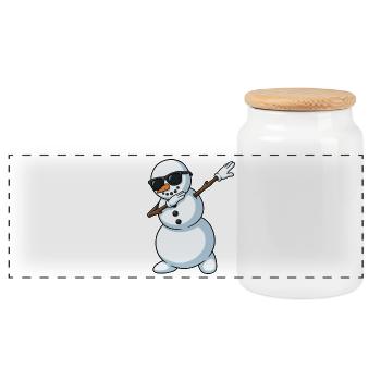 Dessin animé Dab Snowman - Boîte à biscuits avec couvercle en bois - blanc - Devant