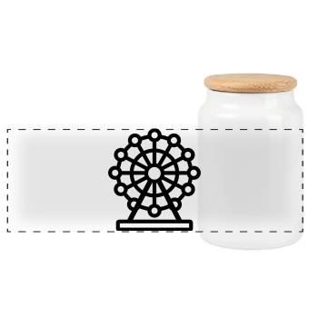 Ferris wheel - Panoramic Cookie Jar with Wooden Lid - white - Front