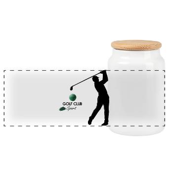 Golf - Panorama Keksdose mit Holzdeckel - Weiß - Vorne