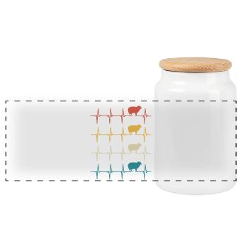 Heartbeat Sheep Sheep - Panoramic Cookie Jar with Wooden Lid - white - Front