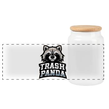 Trash Panda Waschbär Emblem - Panorama Keksdose mit Holzdeckel - Weiß - Vorne