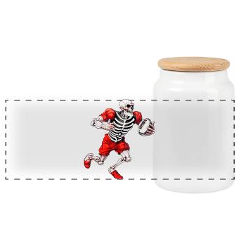 Skelette Rugby - Panorama Keksdose mit Holzdeckel - Weiß - Vorne