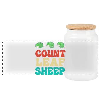 Leaf Sheep Sea Slug Underwater - Panoramic Cookie Jar with Wooden Lid - white - Front