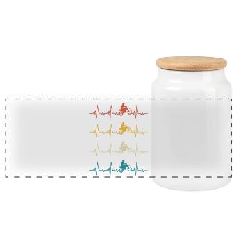 Dirt Bike Rider Motocross Heartbeat Dirt Biking - Panoramic Cookie Jar with Wooden Lid - white - Front