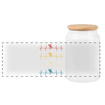 Snowboard Snowboarding Heartbeat Snowboarding - Panoramic Cookie Jar with Wooden Lid - white - Front