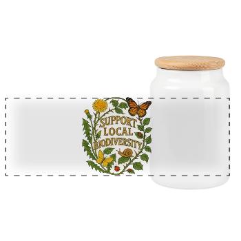 Soutenir la biodiversité locale - Boîte à biscuits avec couvercle en bois - blanc - Devant