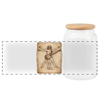 Vitruvian Rocker Gitarrist Design - Panorama Keksdose mit Holzdeckel - Weiß - Vorne