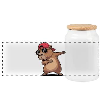 Dab frais de capybara - Boîte à biscuits avec couvercle en bois - blanc - Devant
