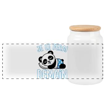Funny T-Shirt "Je Le Do" Tomorrow - Funny Phrase - Panoramic Cookie Jar with Wooden Lid - white - Front