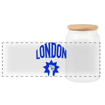 London - Panorama Keksdose mit Holzdeckel - Weiß - Vorne