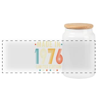 Édition limitée vintage 1976, cadeaux vieux de 50 ans - Boîte à biscuits avec couvercle en bois - blanc - Devant