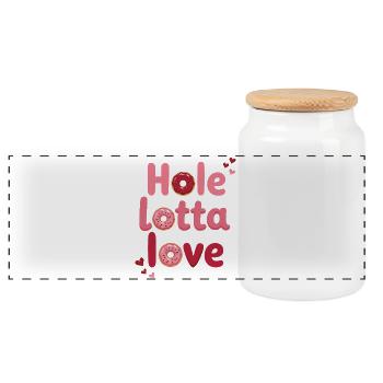 Hole Lotta Love – Süßer Donut Spruch - Panorama Keksdose mit Holzdeckel - Weiß - Vorne