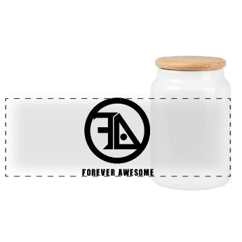 Forever Awesome Black - Panoramic Cookie Jar with Wooden Lid - white - Front