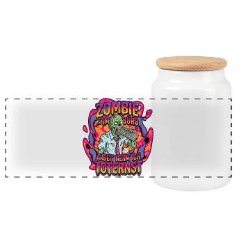 Zombie in the office: Deadly serious work - Panoramic Cookie Jar with Wooden Lid - white - Front