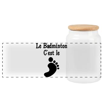 Le Badminton c'est le Pied - Boîte à biscuits avec couvercle en bois - blanc - Devant
